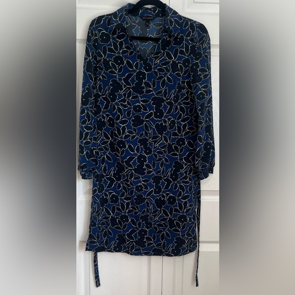 Women's Banana Republic Factory Floral Tie Waist Crepe Shift Shirt Dress